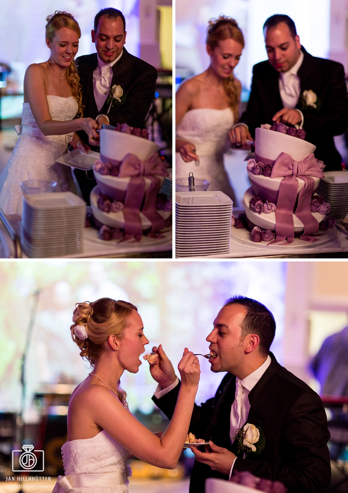 Hochzeitstorte-Anschneiden-Brautpaar-Kupferbergterrasse-Mainz