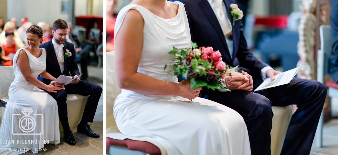 Brautpaar-Kirche-Details-Brautstrauss-Haende