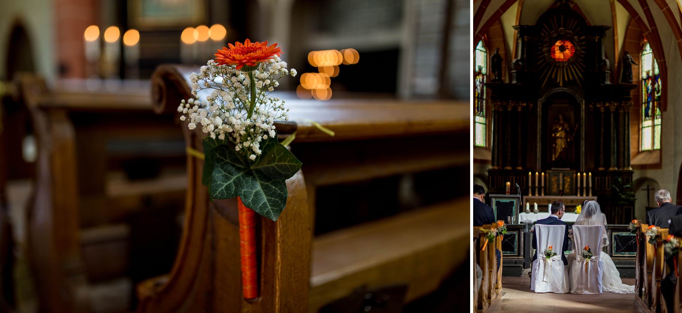 Hochzeitsfotos-Kirche-Wirzenborn-Blumenschmuck-Brautpaar