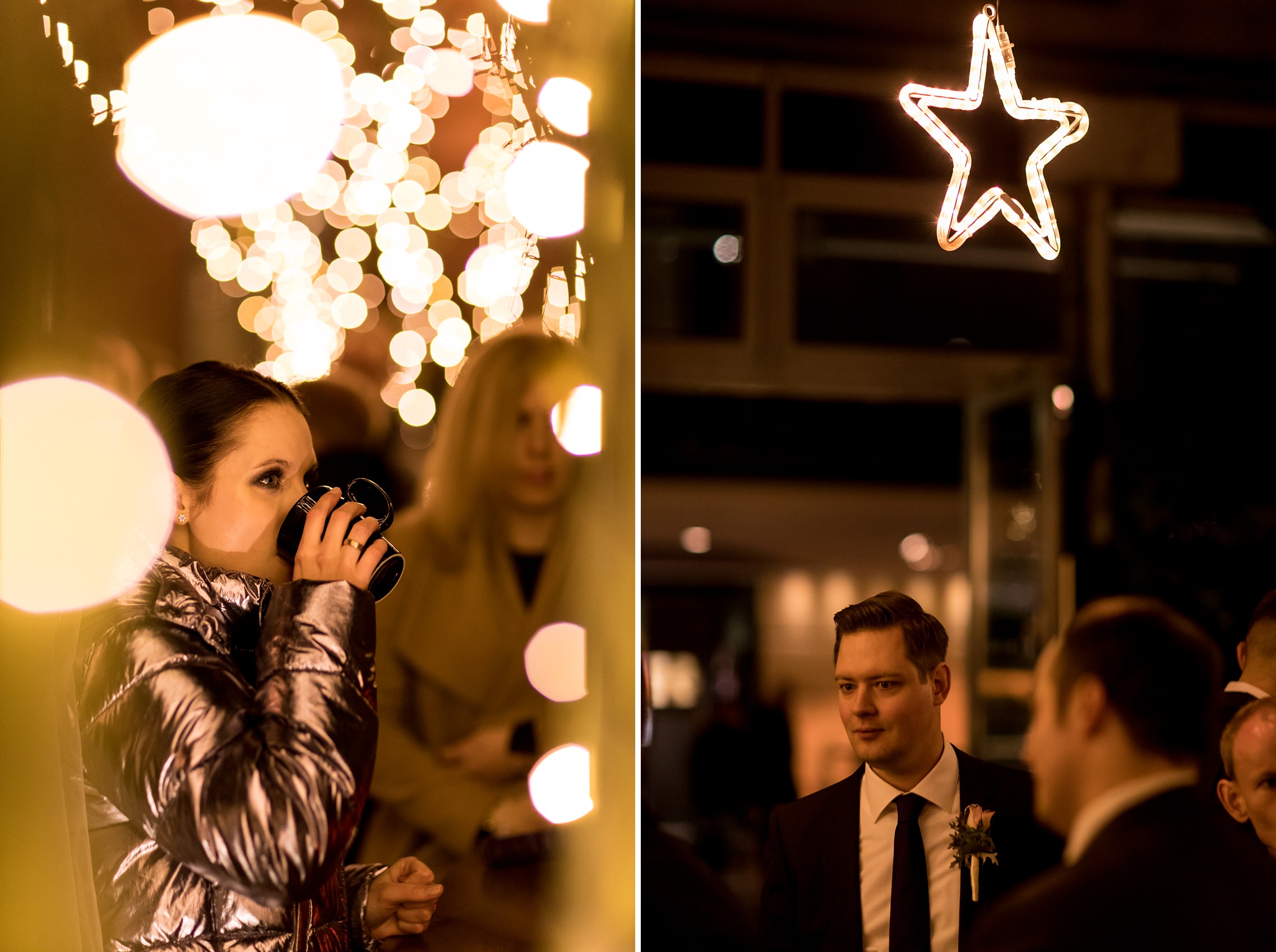 Lichterketten und Weihnachtsstimmung auf einer Hochzeit im Hyatt Regency Hotel in Mainz