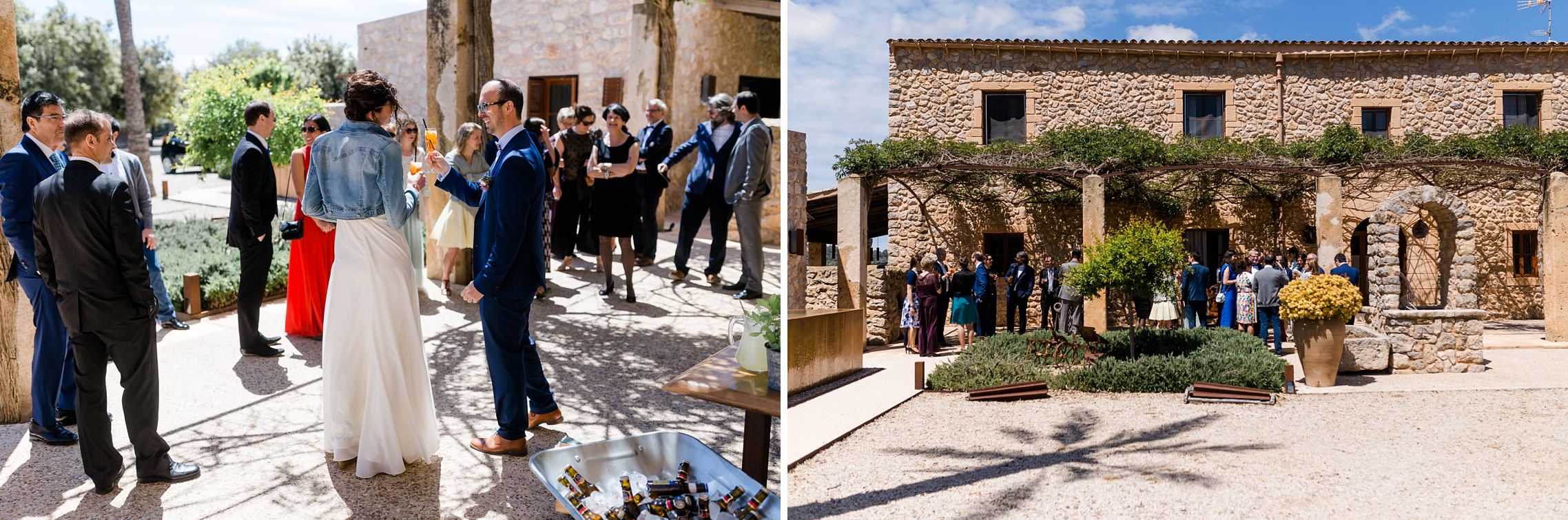 Das Hochzeitspaar begrüßt seine Gäste auf der Finca-Hochzeit