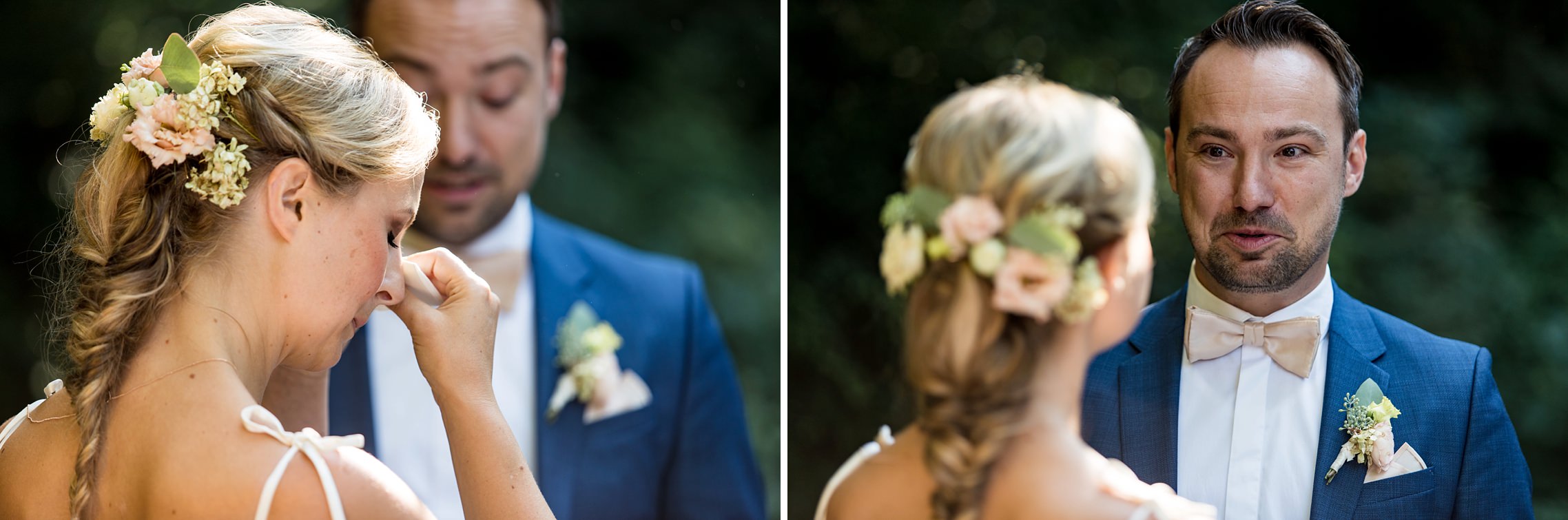 Braut vergießt Tränen bei der Trauzeremonie - Hochzeit im Englischen Garten in München