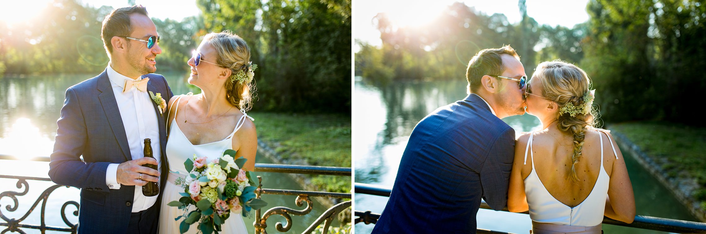 Cooles Brautpaar beim Shooting - Hochzeit im Englischen Garten in München