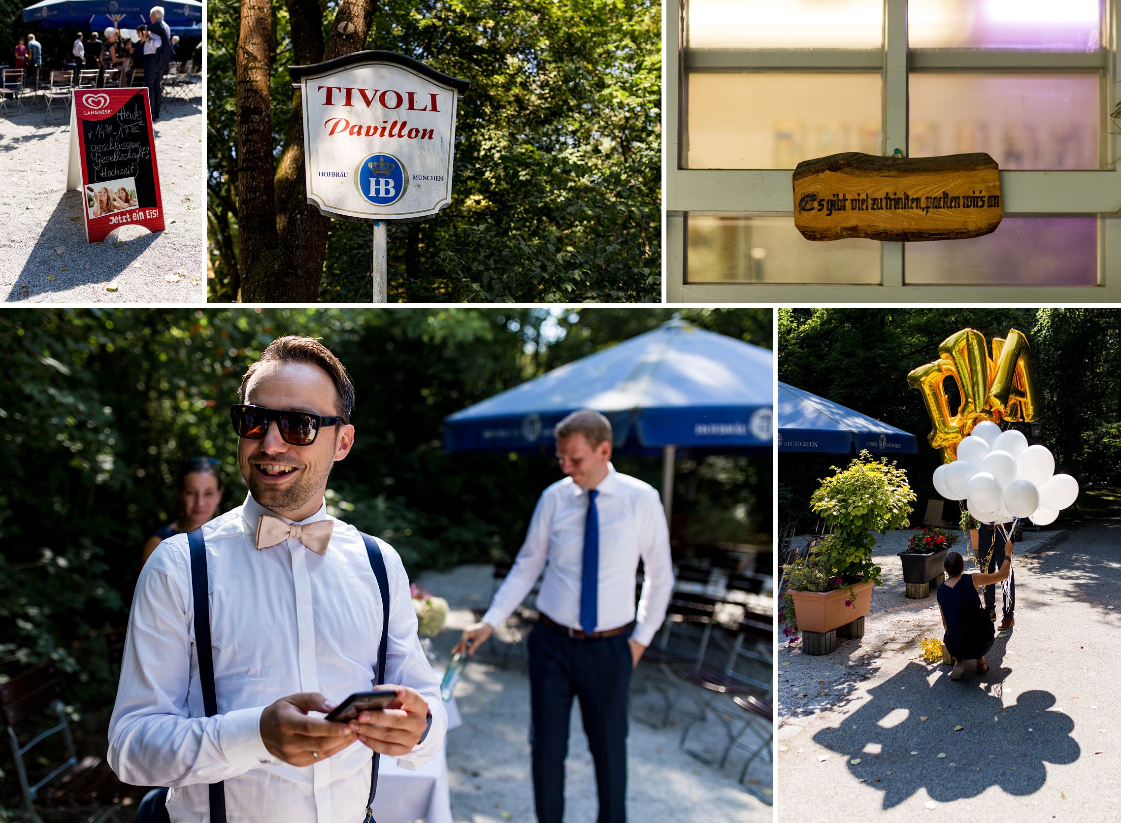 Gutgelaunter Bräutigam vor der Trauzeremonie - Hochzeit im Englischen Garten in München